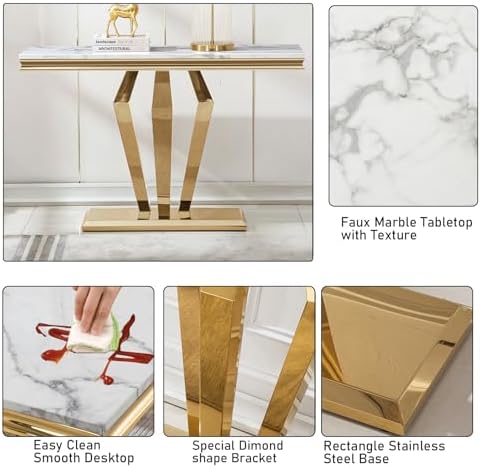 Henf 47in Faux Marble Console Table - Image 5