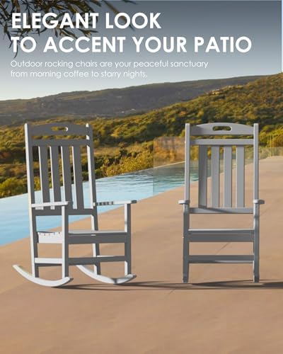 Outdoor Rocking Chair Set of 6, All-Weather Resistant Poly Lumber Rocker Chair - Image 6