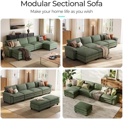 LINSY HOME 157'' Modular Sectional Sofa 4 Seat Couch Corduroy Cloud Couch - Image 6