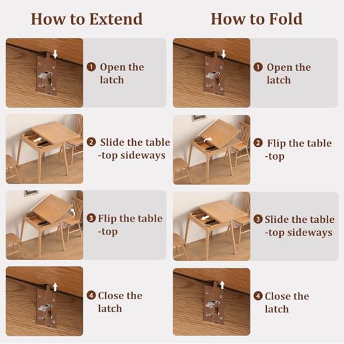Solid Wood Small Dining Table, 23.6"L-47.2"L Expandable Kitchen Table - Image 6
