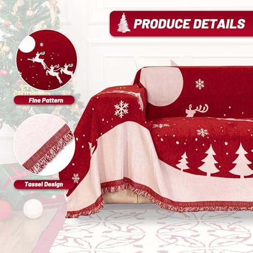 MYSKY HOME Christmas Couch Cover, Washable Pet Couch Covers - Image 3