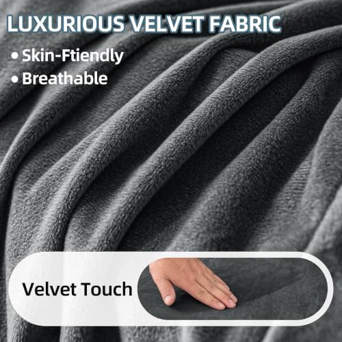 Luxury Velvet Sofa Covers for 3 Cushion Couch, Dark Grey - Image 5