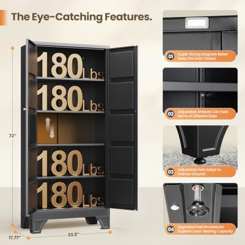 Yizosh Metal Pantry Cabinet - Image 2