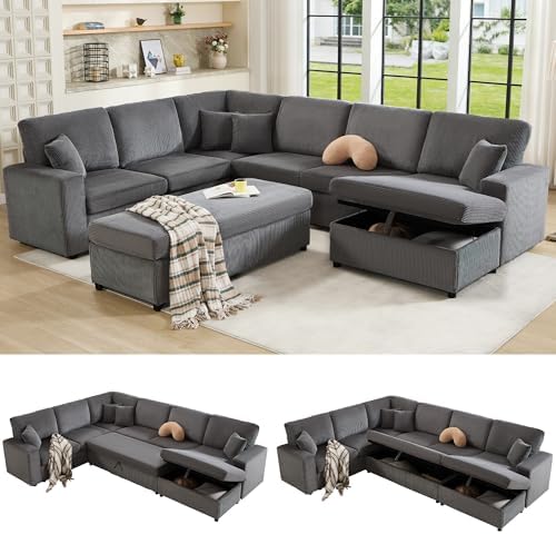 130" Sectional Couches for Living Room, Modular Sectional Sofa by AMERLIFE