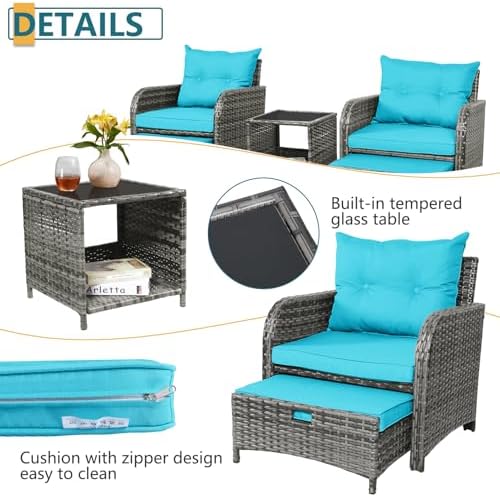 5 Pieces PE Wicker Outdoor Chairs - Image 5