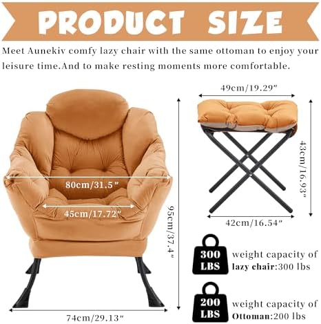 Lazy Chair with Ottoman, Comfy Reading Chair - Image 3