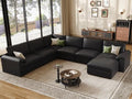 EASE MOOSE Faux Leather Couch, U Shaped Modular Sectional Sofa by EASEMOOSE