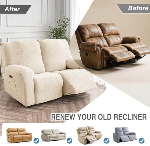 Genina Waterproof Recliner Loveseat Cover, 2 Seat Couch Cover - Image 6