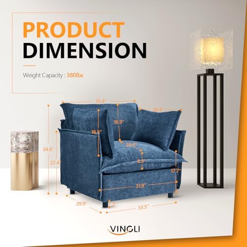 VINGLI 34" Width Oversized Accent Chairs Set of 2, Home Office, Play Room - Image 3