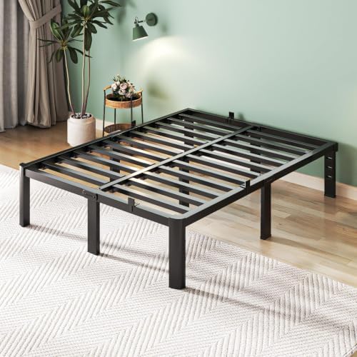Full Bed Frame, 18 Inch Heavy Duty Steel Platform, Noise-Free by CozyCity