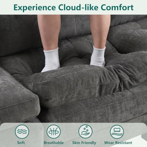 116.5" Modular Sectional Cloud Couch, U Shaped Tufted Sofa - Image 5