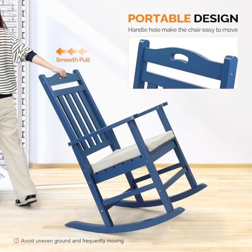 VINGLI Outdoor Rocking Chair Set of 2 Wood Rocking Chair - Image 6