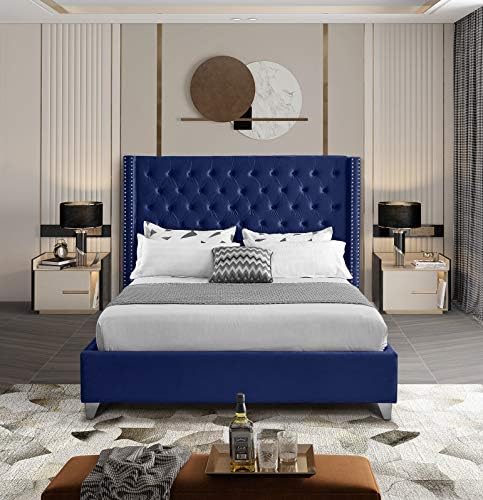 Meridian Furniture Aiden Collection AidenNavy-K Modern | Contemporary Velvet - Image 5