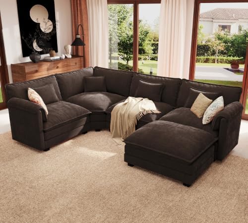 ELUCHANG 114" Oversized V Shaped Modular Sectional Sofa, Comfy Cloud Couch by ELUCHANG