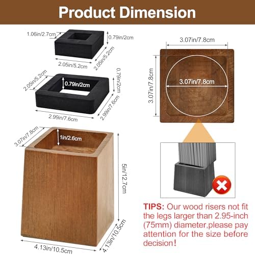 Wooden Bed Risers 5 Inch Heavy Duty, Support 2500 lbs - Image 3