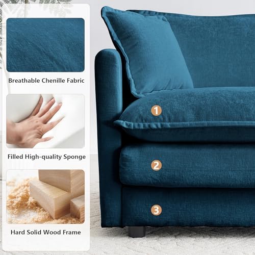 mikibama Luxury 2 Piece Cloud Couches Set, Modern Upholstered Chenille 3 Seater - Image 4