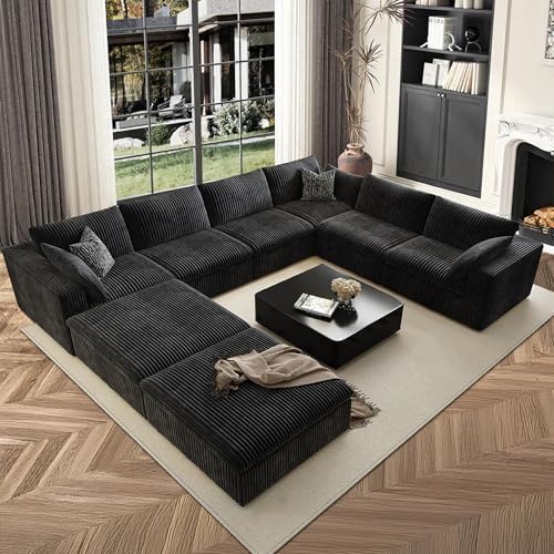 157.6" Cloud Couch Oversized Modular Sectional Sofa, Boneless U-Shaped 8 Seater by MAKIAAP
