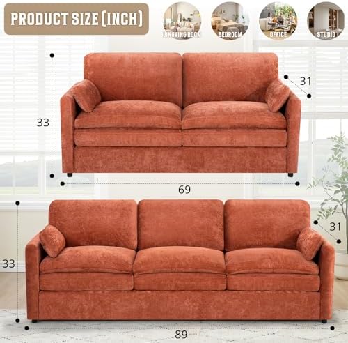 Classic Chenille Sofa Set with 2 Extra Armrest Pillows - Image 2