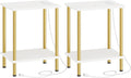 HOOBRO Side Table with Charging Station, Nightstand with 2-Layer Storage Shelves by HOOBRO