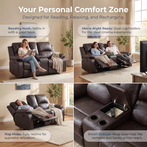 Leather Recliner Sofa，Reclining Loveseat - Image 3