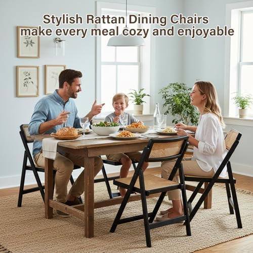 Furlide Rattan Folding Chairs Set of 2, Bamboo Dining Chairs - Image 6