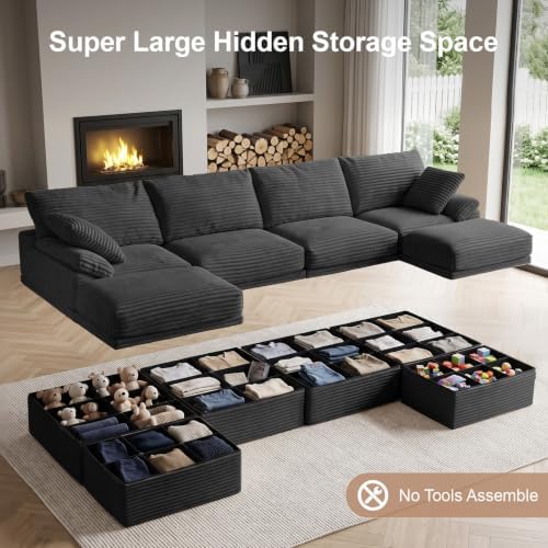 Boneless Couch with Storage, 48.6" Extra Deep-High Seat Modular Sectional Sofa - Image 4