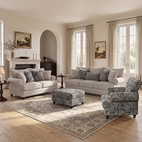 Modern Farmhouse Loveseat Sofa, Chenille Upholstery - Image 6