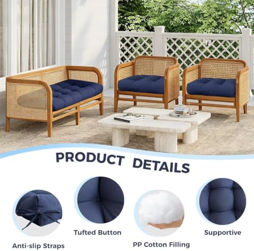3 Pieces Waterproof Wicker Furniture Cushions Set - Image 3