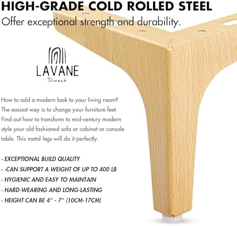 La Vane 6 Inch Diamond Triangle Metal Furniture Legs 4PCS- Heavy Duty Iron - Image 3