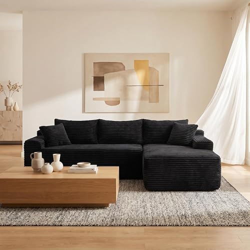 95" L-Shaped Cloud Sectional Couch, Right Facing Modular Compressed Boneless - Image 3