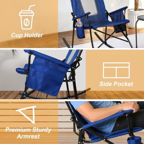Romswi 2 Pack Folding Rocking Camping Chairs - Image 6
