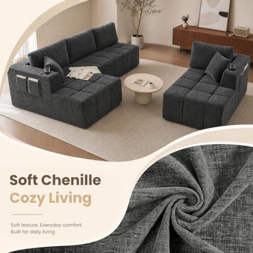 Yafylly 132 Inch U Shaped Modular Sectional Couch - Image 7