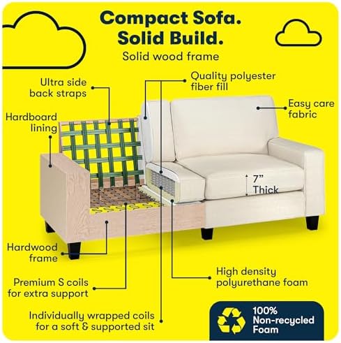 Serta Palisades 73" Track Arm Sofa, Easy Care Polyester, Soft Pillow Back - Image 5