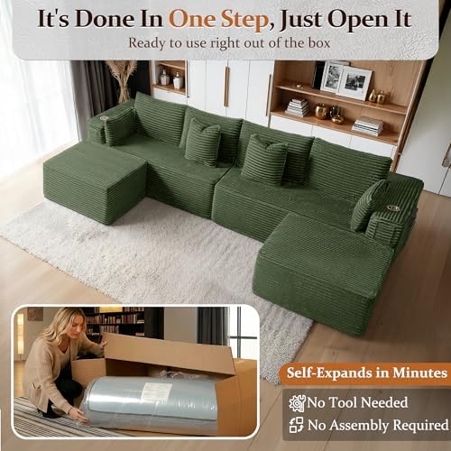 138" Cloud Sectional Couch, Comfort U Shaped Sofa - Image 3