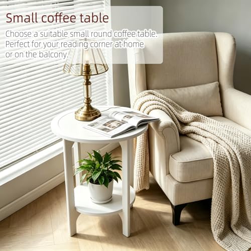 White Solid Wood Round Side Table - Image 5