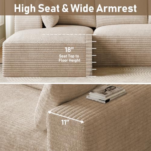 ONEMMLION 107" L-Shaped Cloud Boneless Couch Sofa - Image 4