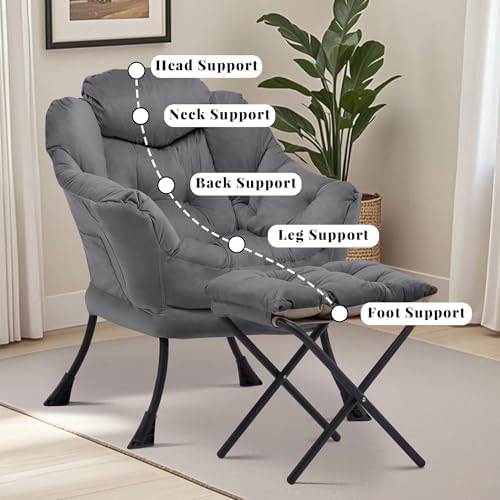 Lazy Chair with Ottoman, Dark Grey - Image 6