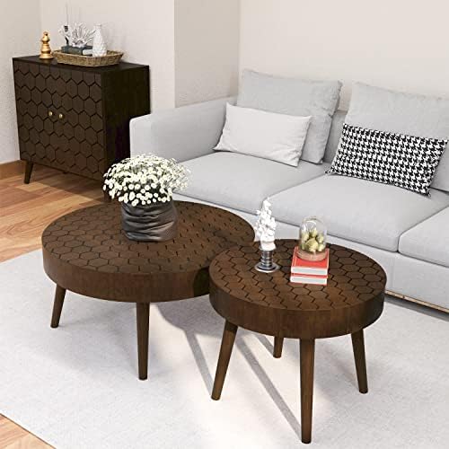 SUNBURY Coffee Table Set, Morden Round Coffee Table Set of 2, Livingroom Table - Image 7