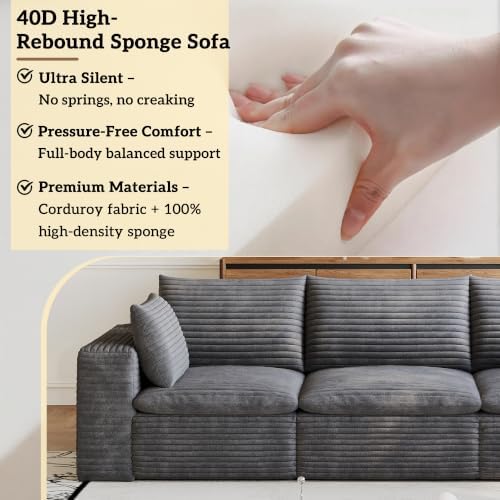71" Cloud Couch Modular Sectional Sofa, Boneless Loveseat Deep Seat Couch - Image 4