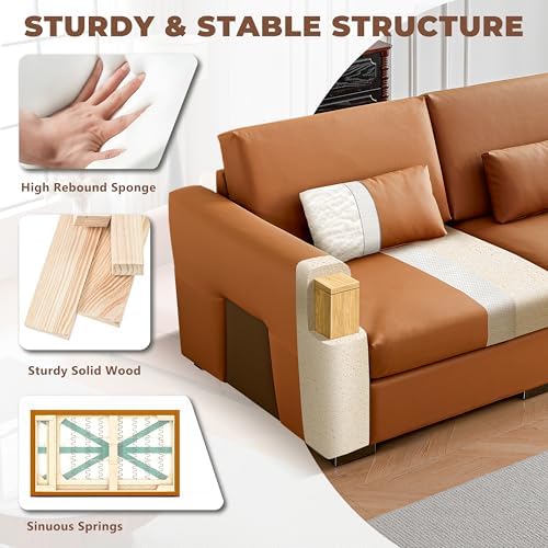 108.7'' Leather Couch, 4-Seater Oversized Upholstered Sofa - Image 7