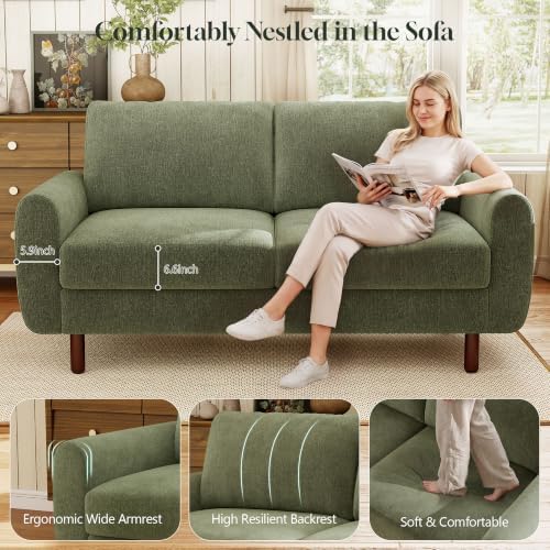 WorthFurni 68" Loveseat Sofa, Comfy Chenille Fabric Couches - Image 4