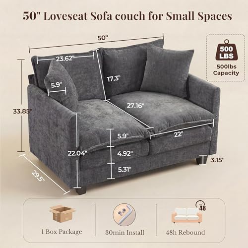 KYJ Loveseat Sofa, Cloud Love Seat Couch 3 Layer Cushion - Image 2