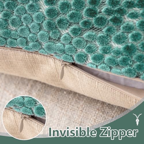 FIFU Lumbar Pillow Covers 14x20 Inch Set of 2, Jacquard Velvet, Teal Green - Image 4