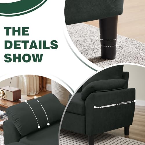 57" Loveseat Sofa, Modern Linen Comfy Love Seat - Image 4