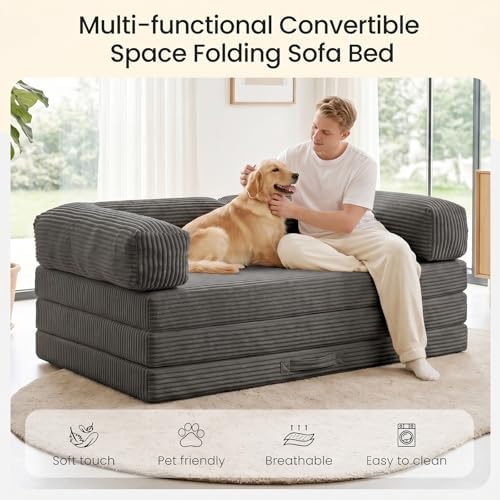 Erament Futon Sofa Bed Queen, Convertible Tri Folding Mattress Couch Bed - Image 6