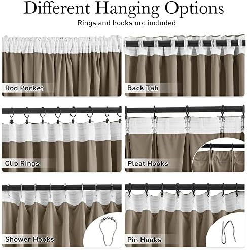 StangH Back Tab Camel Beige Curtains 108 inches Long, Extra Wide Soft Velvet - Image 2