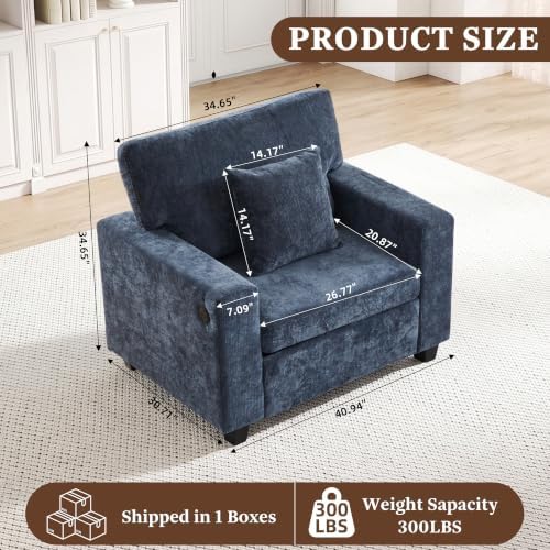41'' Accent Chair with USB & Type-C Charging Single Seat Sofa - Image 2
