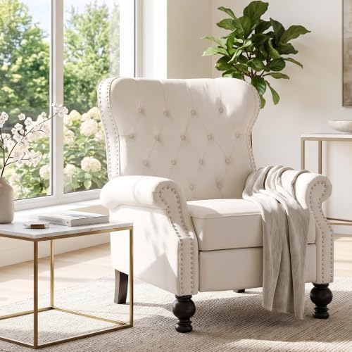Christopher Knight Home Momo Wingback Recliner Chair, Upholstered Manual Push - Image 5