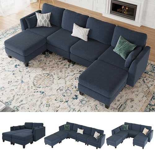 Mangodan Modular Sectional Sofa, 6 Seat Modular Sleeper Sofa Couch by Mangodan