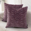 FIFU 18x18 Inch Throw Pillow Covers Set of 2, Jacquard Velvet, Dusty Purple by FIFU